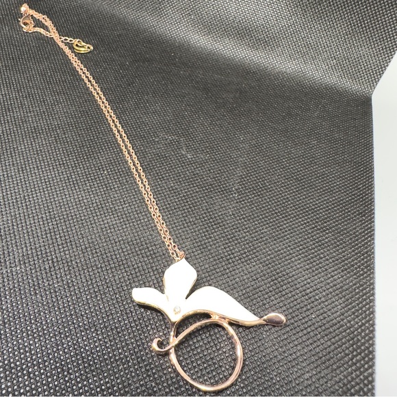Rose gold flower long necklace 2031 - Picture 3 of 7